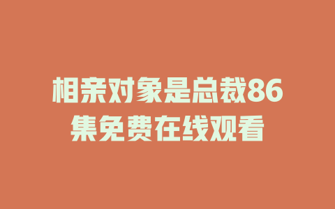 相亲对象是总裁86集免费在线观看