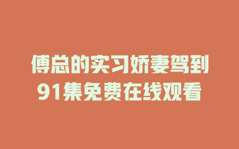 傅总的实习娇妻驾到91集免费在线观看