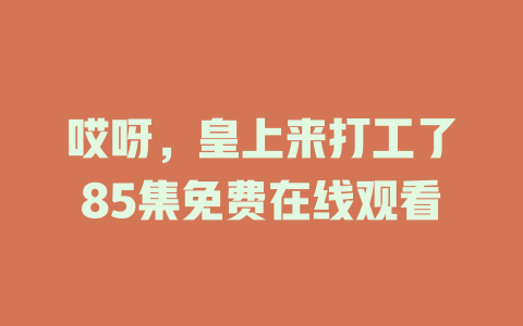 哎呀，皇上来打工了85集免费在线观看