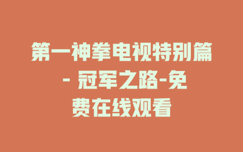 第一神拳电视特别篇 - 冠军之路-免费在线观看