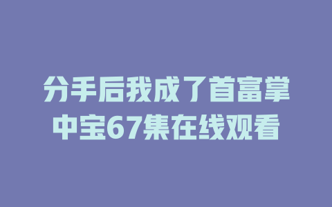 分手后我成了首富掌中宝67集在线观看