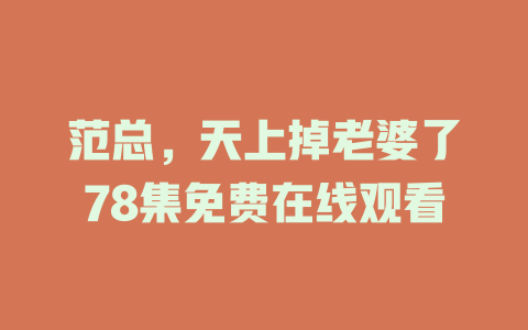 范总，天上掉老婆了78集免费在线观看