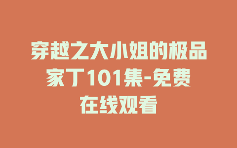 穿越之大小姐的极品家丁101集-免费在线观看