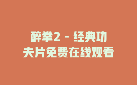 醉拳2 - 经典功夫片免费在线观看