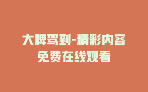 大牌驾到-精彩内容免费在线观看
