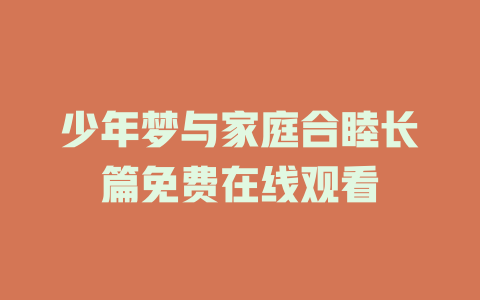 少年梦与家庭合睦长篇免费在线观看
