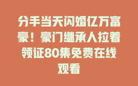 分手当天闪婚亿万富豪！豪门继承人拉着领证80集免费在线观看