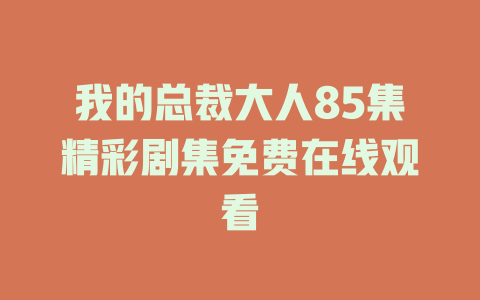 我的总裁大人85集精彩剧集免费在线观看