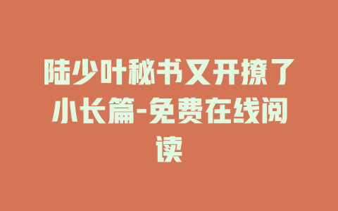 陆少叶秘书又开撩了小长篇-免费在线阅读