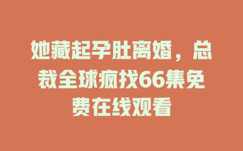 她藏起孕肚离婚，总裁全球疯找66集免费在线观看
