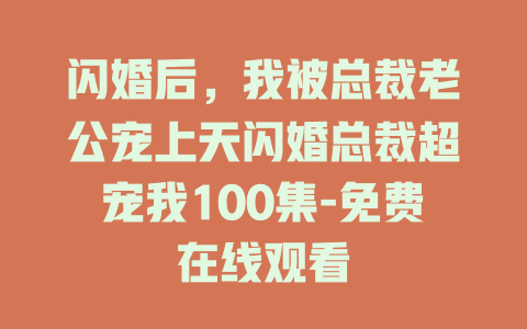 闪婚后，我被总裁老公宠上天闪婚总裁超宠我100集-免费在线观看