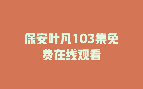 保安叶凡103集免费在线观看