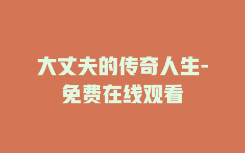 大丈夫的传奇人生-免费在线观看