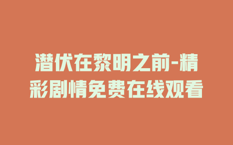 潜伏在黎明之前-精彩剧情免费在线观看