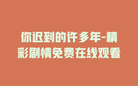 你迟到的许多年-精彩剧情免费在线观看