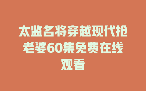 太监名将穿越现代抢老婆60集免费在线观看