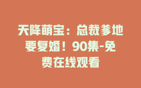 天降萌宝：总裁爹地要复婚！90集-免费在线观看