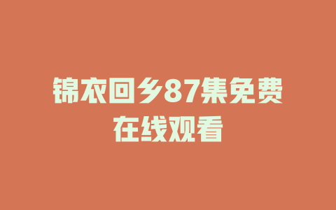 锦衣回乡87集免费在线观看