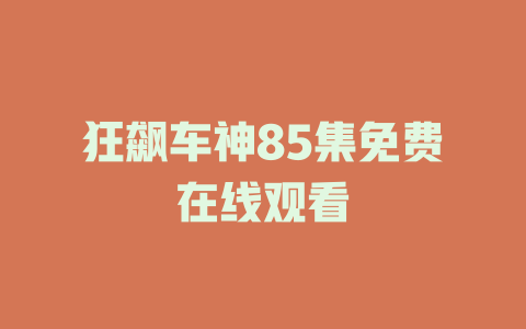 狂飙车神85集免费在线观看