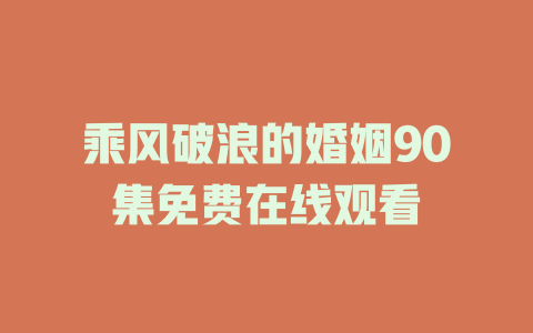 乘风破浪的婚姻90集免费在线观看