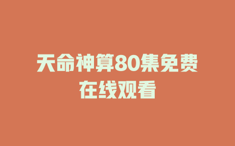 天命神算80集免费在线观看