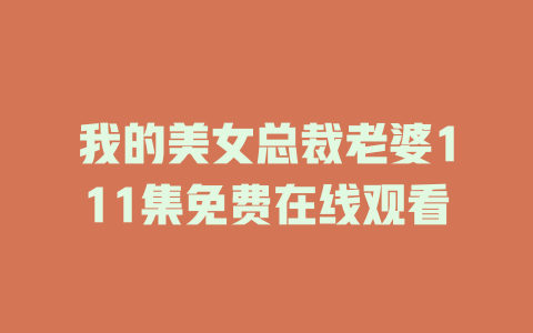 我的美女总裁老婆111集免费在线观看