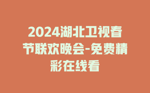 2024湖北卫视春节联欢晚会-免费精彩在线看