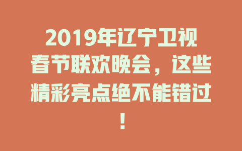 2019年辽宁卫视春节联欢晚会，这些精彩亮点绝不能错过！
