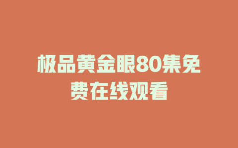 极品黄金眼80集免费在线观看