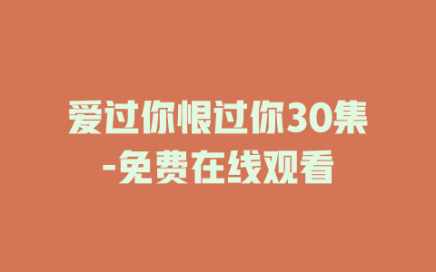 爱过你恨过你30集-免费在线观看