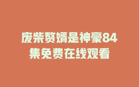 废柴赘婿是神豪84集免费在线观看