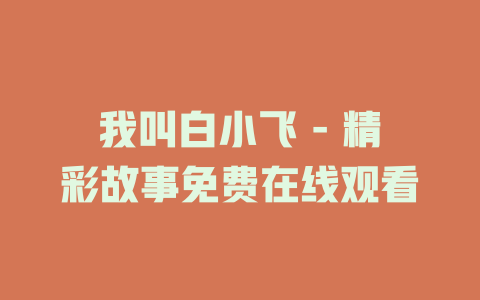 我叫白小飞 - 精彩故事免费在线观看