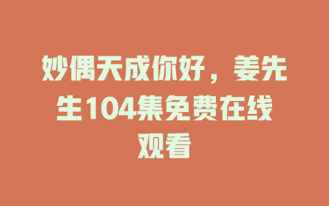 妙偶天成你好，姜先生104集免费在线观看