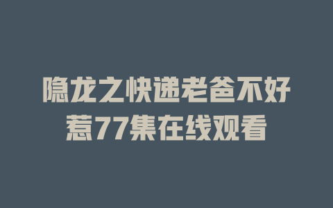 隐龙之快递老爸不好惹77集在线观看
