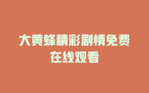 大黄蜂精彩剧情免费在线观看