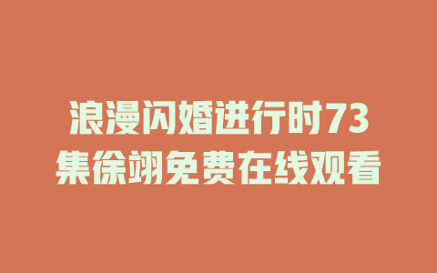 浪漫闪婚进行时73集徐翊免费在线观看