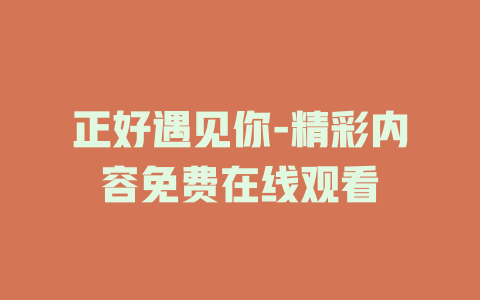 正好遇见你-精彩内容免费在线观看