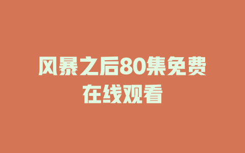 风暴之后80集免费在线观看