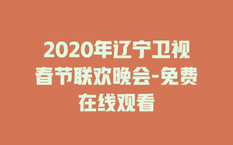 2020年辽宁卫视春节联欢晚会-免费在线观看