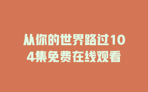 从你的世界路过104集免费在线观看
