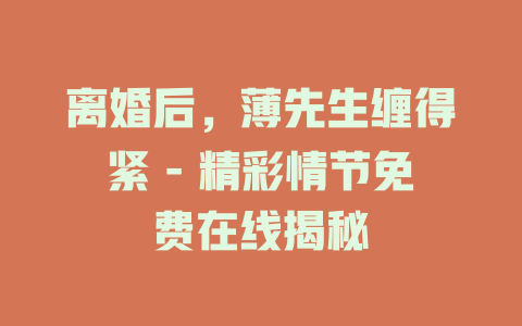 离婚后，薄先生缠得紧 - 精彩情节免费在线揭秘