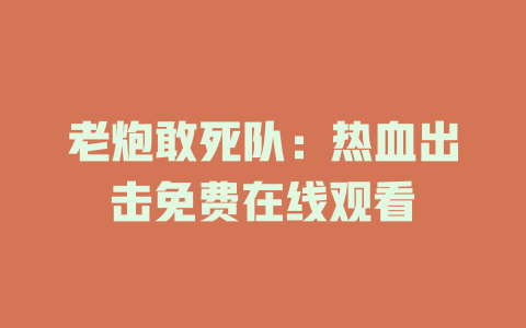 老炮敢死队：热血出击免费在线观看
