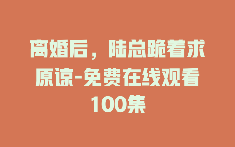 离婚后，陆总跪着求原谅-免费在线观看100集