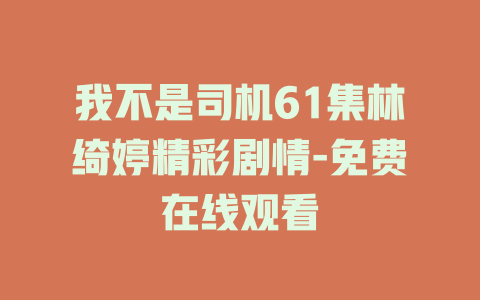 我不是司机61集林绮婷精彩剧情-免费在线观看