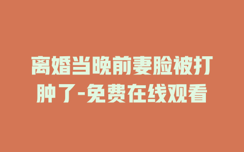 离婚当晚前妻脸被打肿了-免费在线观看
