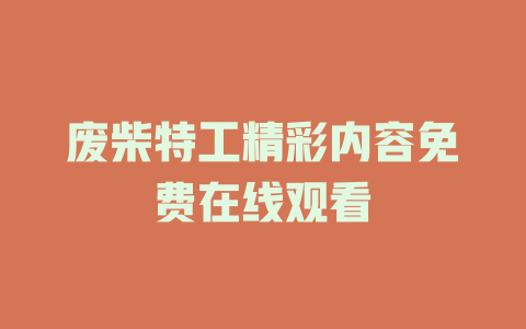废柴特工精彩内容免费在线观看