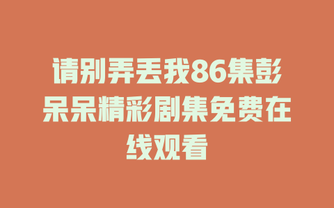 请别弄丢我86集彭呆呆精彩剧集免费在线观看