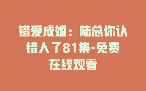 错爱成婚：陆总你认错人了81集-免费在线观看