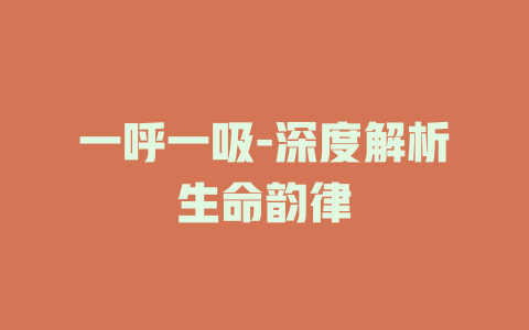 一呼一吸-深度解析生命韵律