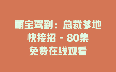 萌宝驾到：总裁爹地快接招 - 80集免费在线观看
